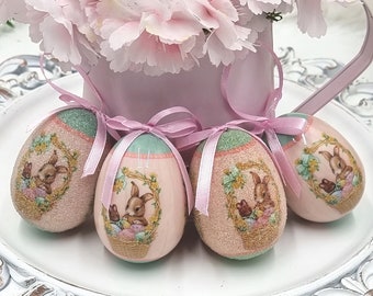 Set di uova di Pasqua coniglietto fatte a mano: decorazione pasquale in plastica