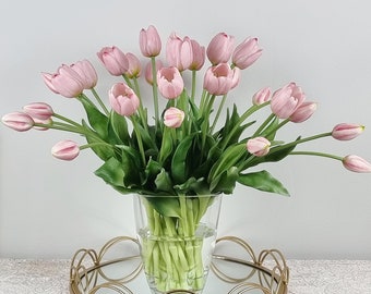 6 roze real Touch-tulpen: 15-inch boeket als middelpunt voor bruiloft