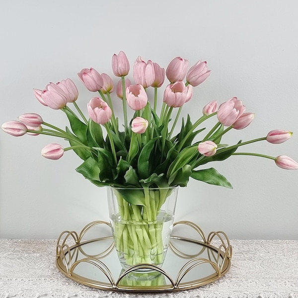 6 pc's 15" roze Real touch Tulpen bruiloft tafel middelpunt, eettafel middelpunt grote tulp bruidsboeket, Real Touch bloem