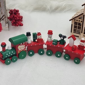 Wooden Christmas Train, Wooden Christmas Train, Christmas Ornaments, Wooden Christmas Decorations, Mini Train Set For Kids