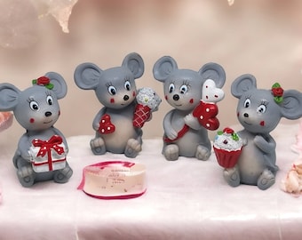 Birthday Figurine, Cake Figurine, Baby Shower Figurine, Dollhouse Accessory, Miniature Mouse, Birthday Mini Mouse, Cake Topper