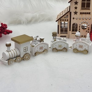 Wooden Christmas Train, Wooden Christmas Train, Christmas Ornaments, Wooden Christmas Decorations, Mini Train Set For Kids