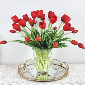 6 pcs 15" red Real touch Tulips wedding Table Centerpiece, Dinner Table Centerpiece Large Tulip wedding bouquet, Real Touch Flower