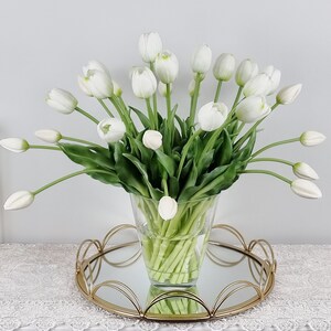 6 White Real Touch Tulips: 15&quot; Wedding Centerpiece Bouquet