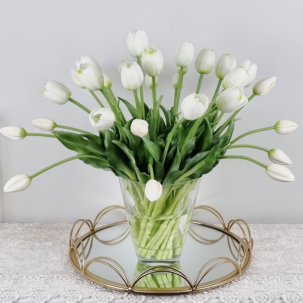 6 pc's 15" witte Real touch Tulpen bruiloft tafel middelpunt, eettafel middelpunt grote tulp bruidsboeket, Real Touch bloem
