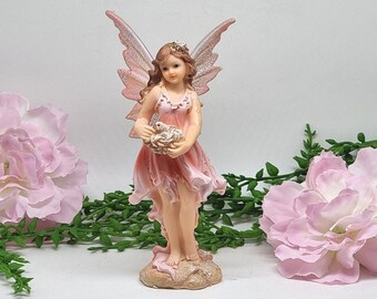 5,1 "Fairy Statue Beeldje met vogel nest, Plant decor, Sculptuur Tuin Ornament Figuur, Feeën Mythische Fantasie Fairy Garden Supply