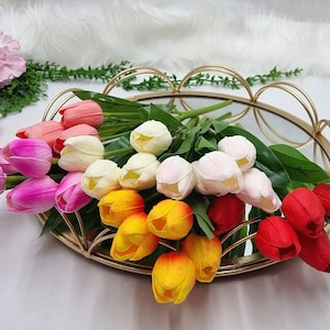 5 strand bouquet Real touch Tulips wedding Table Centerpiece, Dinner Table Centerpiece Large Tulip wedding bouquet, Real Touch Flower