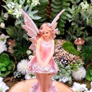 5,1 Woodland Knoll Fairy Girl with Glowing Wings, Fairy Figurine Fairy Garden Supply, Miniature Fairy Girl, Fairy Gathering Flowers image 4