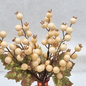 4 Bunch 11&quot; (28cm) Vine Leaf Berry Branch, Fall Berry, Fall Craft Supplies, Farmhouse Decor, Minimalist Decor, Artificial Fruit,
