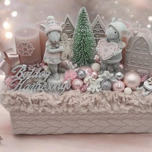 Shabby Chic Advent Table Decoration: Winter Mice & Candles - Etsy