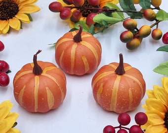 Decoración de mesa de mini calabaza artificial de 2,8 ", decoración de calabaza de Halloween, calabaza de Halloween, pasteles de otoño, decoración de otoño