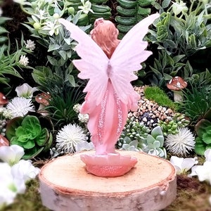 5,1 Woodland Knoll Fairy Girl with Glowing Wings, Fairy Figurine Fairy Garden Supply, Miniature Fairy Girl, Fairy Gathering Flowers image 5