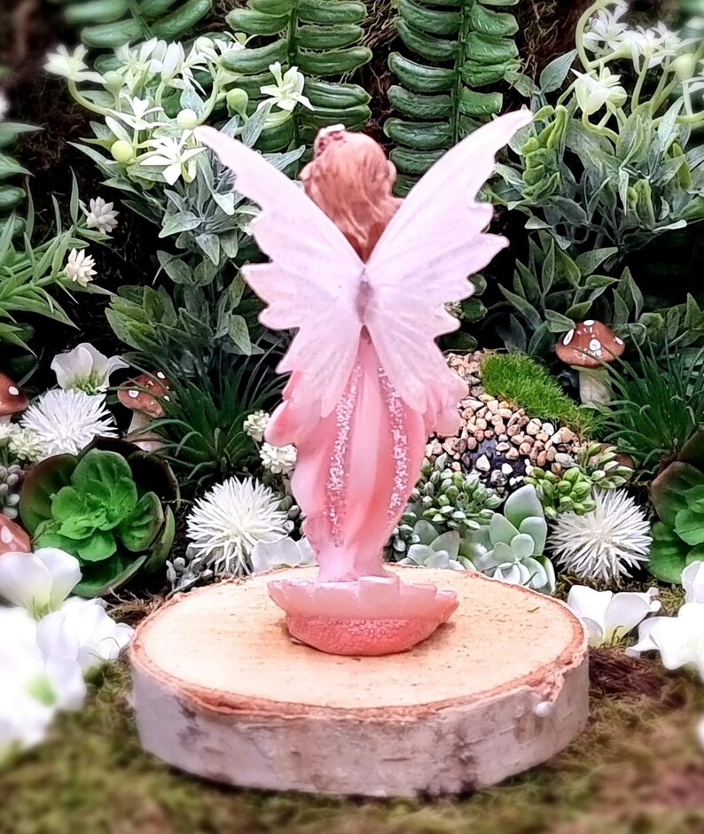 5,1 Woodland Knoll Fairy Girl with Glowing Wings, Fairy Figurine Fairy Garden Supply, Miniature Fairy Girl, Fairy Gathering Flowers image 5
