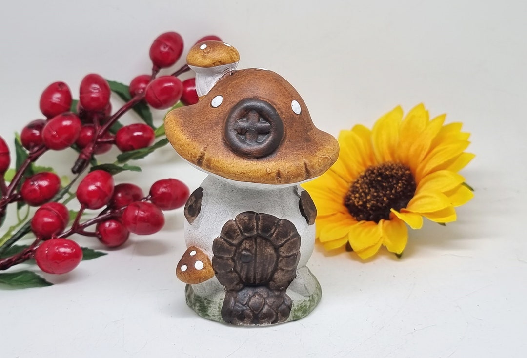 Miniature Ceramic Mushroom House: Fairy Garden Decor (4 Inch) - Etsy