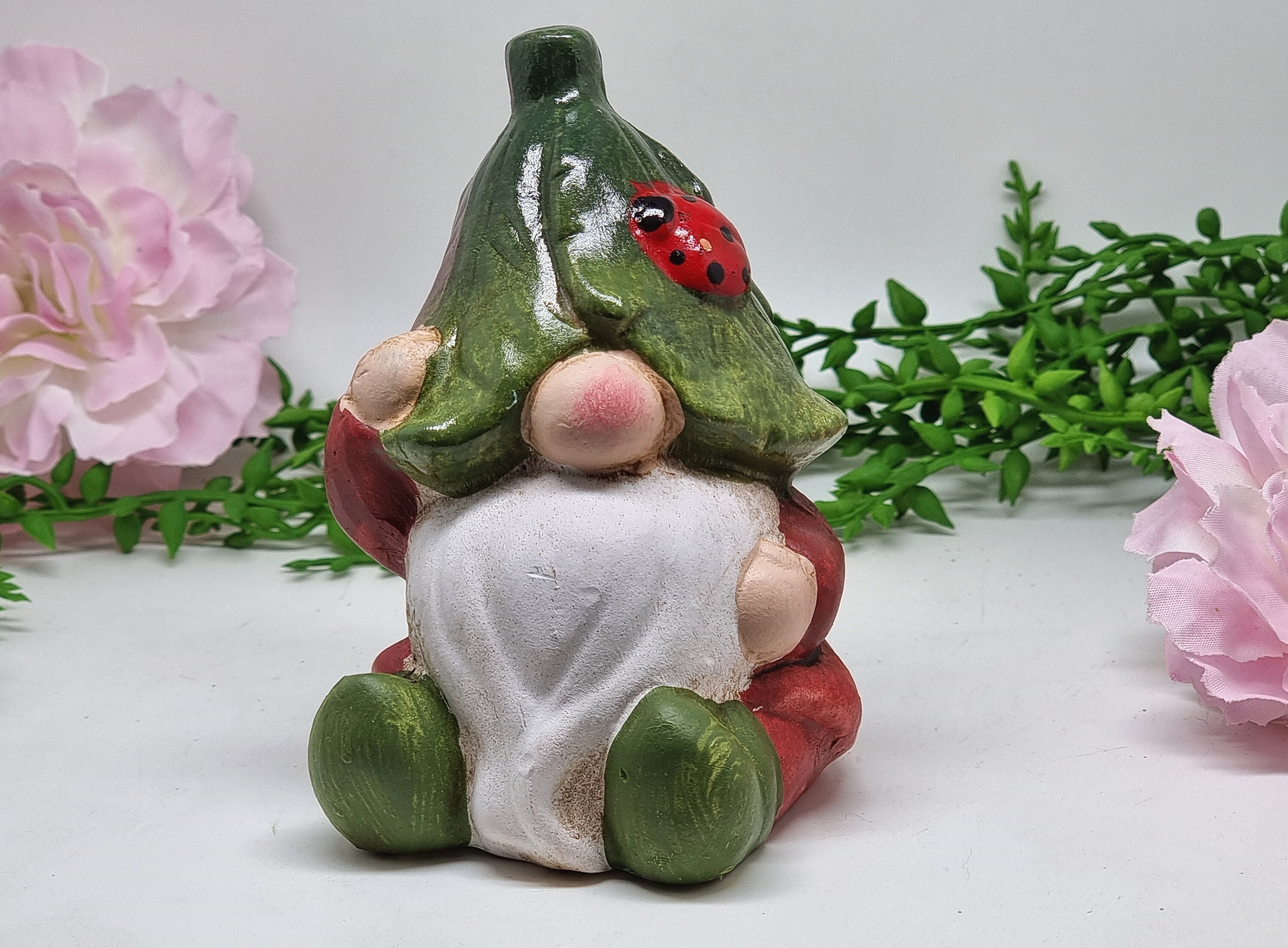 3,93" ceramic fairy wizard figurine, garden gnome, wizard decoration, fairy garden accessories, gnome statue, terrarium accessories