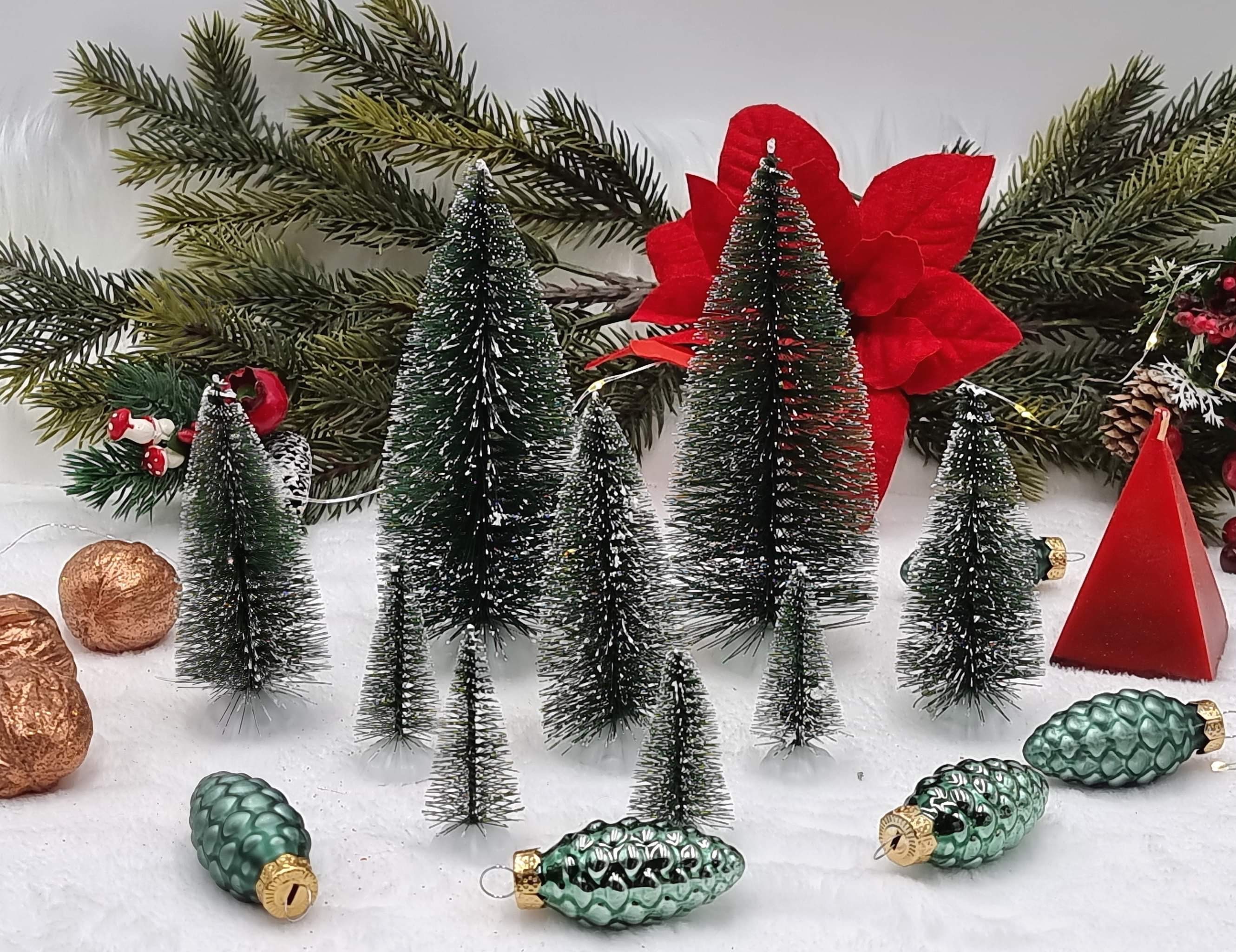 Portatovaglioli Natalizi Con Aghi Di Pino E Bacche Rosse - Set Da 12 Per Decorare La Tavola Di Natale, Feste E Cene In Famiglia - 10