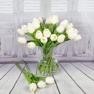 Real Touch Tulips: Off White Centerpiece Bouquet (10 pcs) image 6