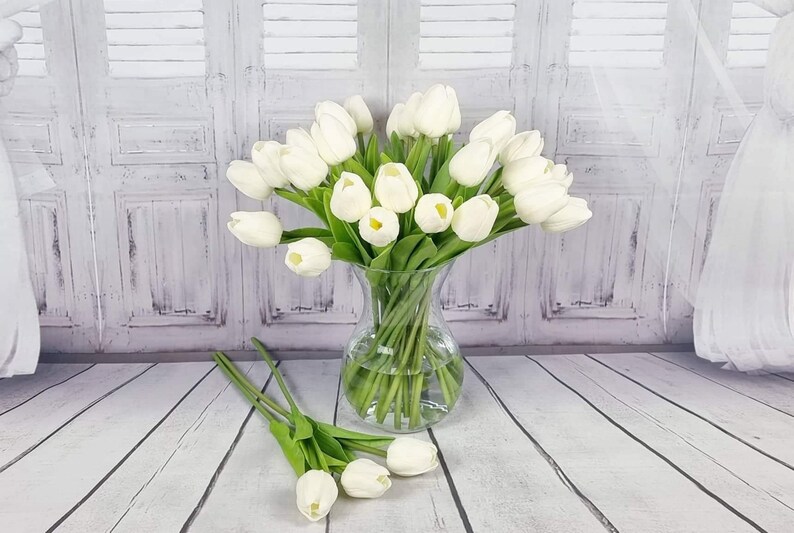 Real Touch Tulips: Off White Centerpiece Bouquet (10 pcs) image 6