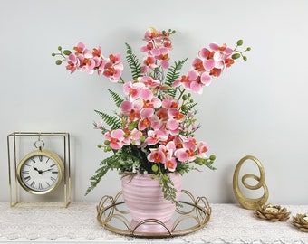 Pink Butterfly Orchid Arrangement: Real Touch Faux Floral Decor 23 Inch