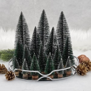 Snowy green mini artificial Christmas trees, Christmas decorations, Christmas home decor, Miniature Christmas trees, Bottle brush trees