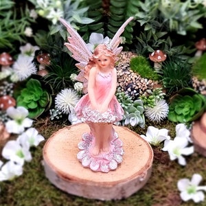 5,1 Woodland Knoll Fairy Girl with Glowing Wings, Fairy Figurine Fairy Garden Supply, Miniature Fairy Girl, Fairy Gathering Flowers image 3