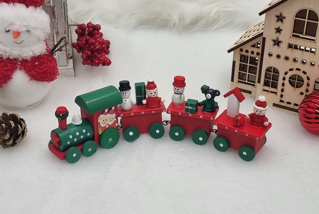 Handmade Wooden Christmas Train, Wooden Christmas Train, Christmas Ornaments, Wooden Christmas