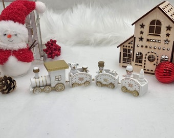 Hand Painted Wooden Christmas Train: Miniature Holiday Decor - Etsy