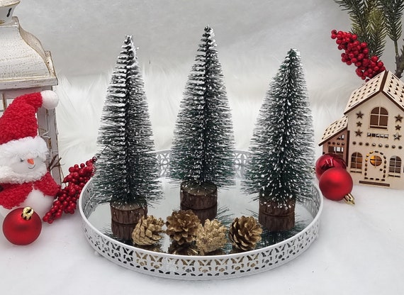 Mini Snowy Green Christmas Tree: 8-inch Bottle Brush Tree - Etsy