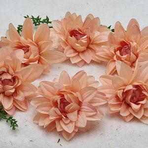 6 Piece peach dahlia flower heads, 3.93" (10cm), Dahlia Head Set, Realistic Artificial Dahlia,  silk dahlia head, Silk Flowers for wedding