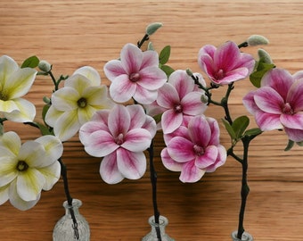Real Touch Magnolia Branch: 21.65" Rubber Flower Bouquet