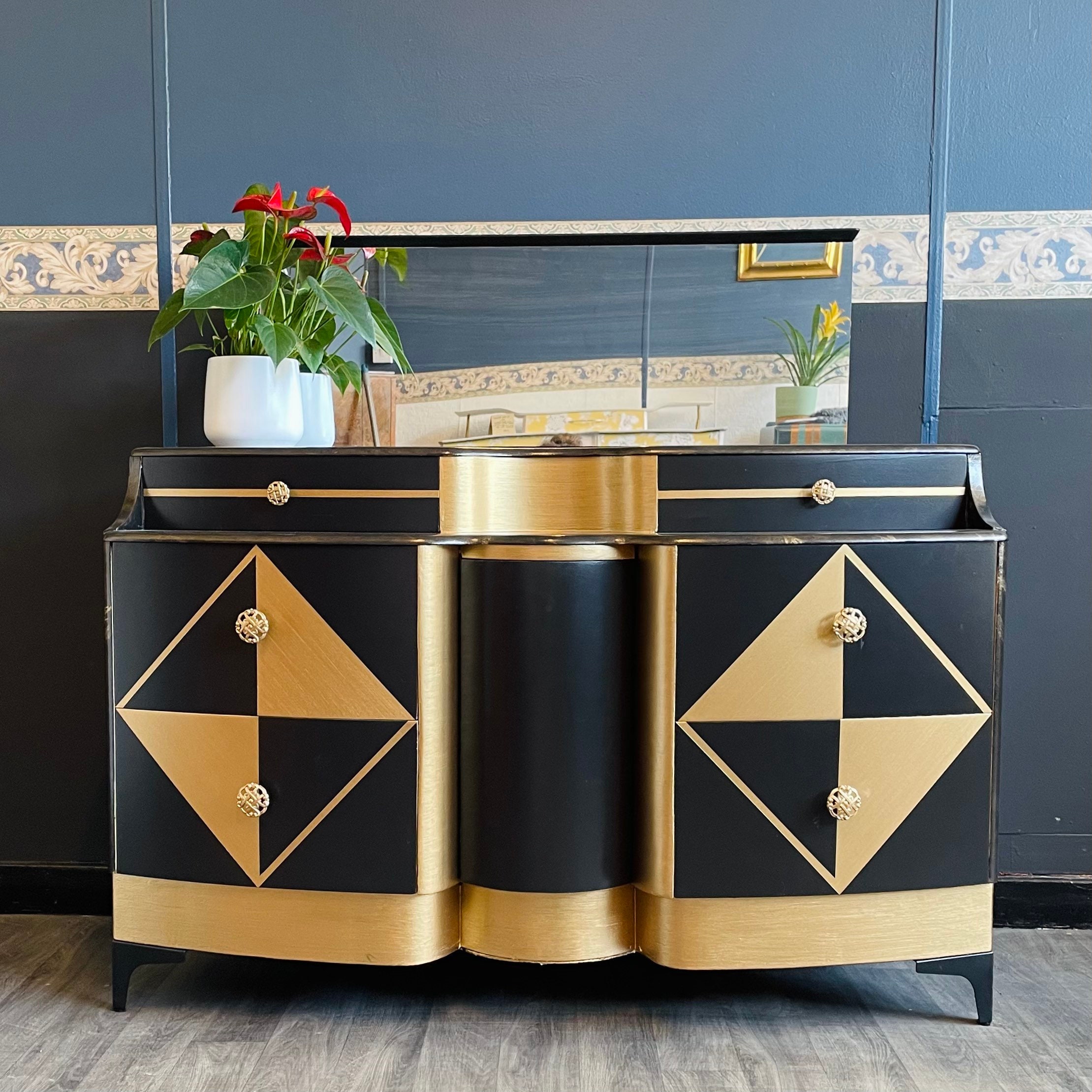 Black and Gold Faux Marble Dresser - Etsy
