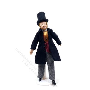 Miniature Vintage Porcelain Victorian Man in Top Hat