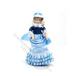 Miniature Handcrafted Vintage Southern Belle in Blue