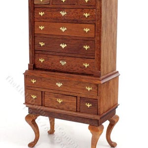 Dollhouse Miniature Walnut Highboy Dresser