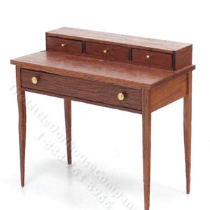 Dollhouse Miniature Walnut Desk and Chair