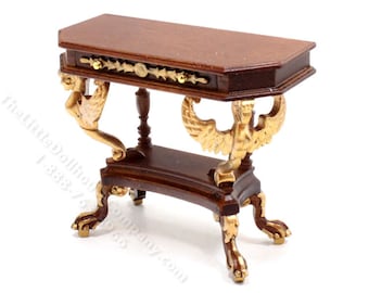 Mesa auxiliar Empire de nogal en miniatura para casa de muñecas