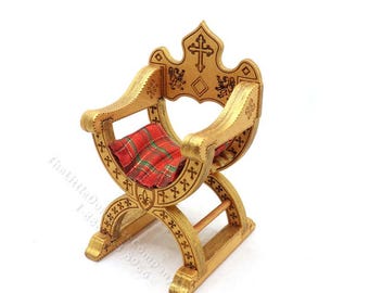 Miniature Gold Curule Seat Throne for Dollhouses