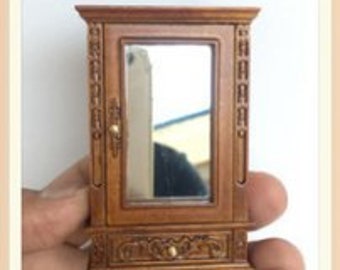 Miniature Avalon Bathroom Vanity Mirror in Walnut for Dollhouses