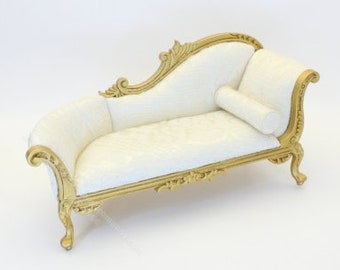 Miniature Gold Leaf Chaise Sofa for Dollhouses