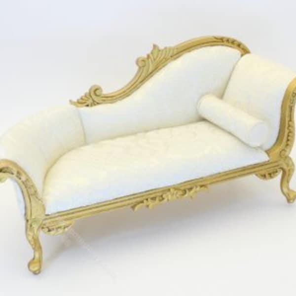 Sofá Chaise de pan de oro en miniatura para casas de muñecas