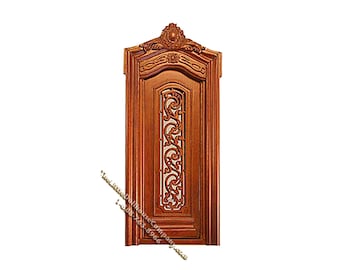 Dollhouse Miniature Pollinade Carved Single Doors