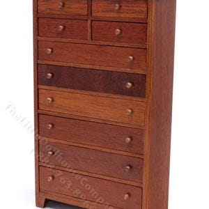 Dollhouse Miniature Walnut 10 Drawer Dresser
