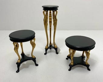 Miniature Black & Gold Art Nouveau 3 piece set for dollhouses