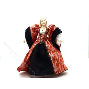 Miniature Handcrafted Vintage Tudor Woman in Red Dress