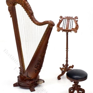 Dollhouse Miniature Harp Set