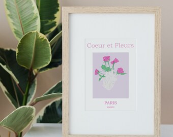 Dibujo de flores Arte de pared imprimible, arte de pared botánico, impresiones de bellas artes, dibujo de ramos de flores, descarga digital botánica