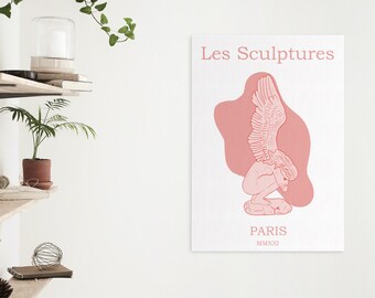 Estatua póster de estilo griego, arte de pared imprimible, dibujo de líneas, decoración del hogar, estatua de la diosa griega, arte imprimible, estatua griega, descarga digital