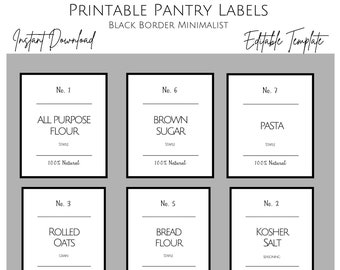 Printable Minimalist Pantry Label Template, Modern Pantry Labels & Stickers, DIY Jar Labels, Pantry Organization, Instant Download