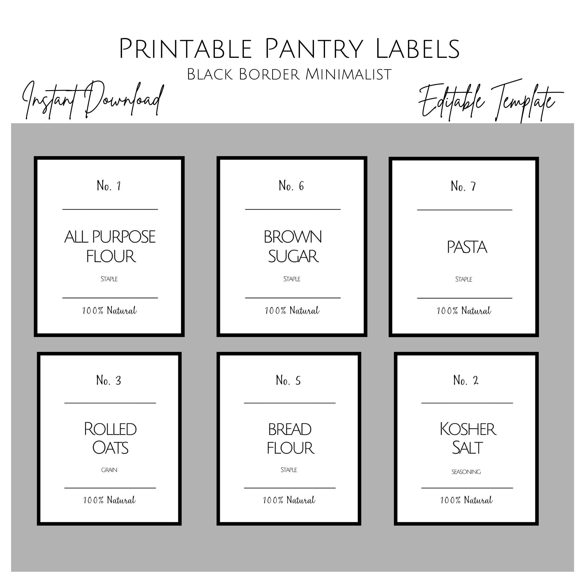 Free Printable, Editable Pantry Labels