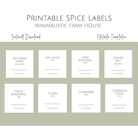 Editable Avery Spice Jar Labels Modern Minimalist Printable Spice Jar Label  Template Spice Labels Downloadable DIY Spice Label Kitchen Herb -   Norway